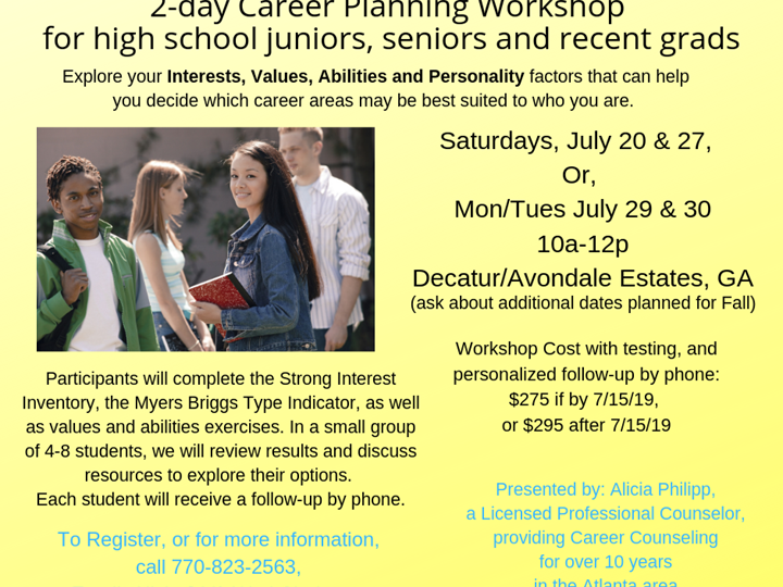 Career Planning Workshop for High School Juniors, Seniors, and Recent Grads